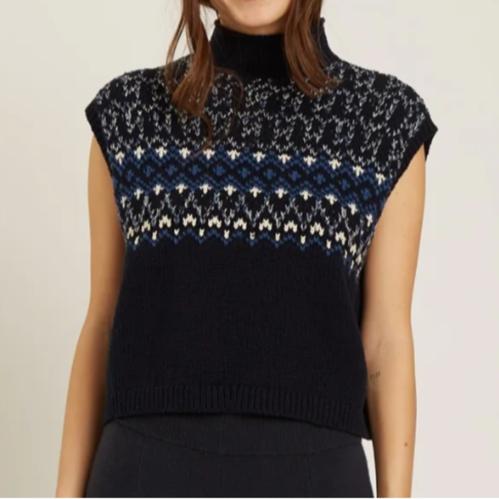 Naif Irving Vest Ink Fair Isle
