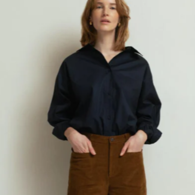 Paper Label Classic Oversized Shirt Midnight Blue