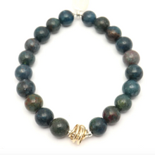 Charger l'image dans la galerie, Orange Avocado Ruby Blue Sapphire and Gold Wrap Stretch Bracelet
