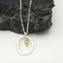 Load image into Gallery viewer, Orange Avocado Mid Silver Oval Necklace
