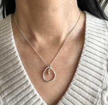 Load image into Gallery viewer, Orange Avocado Mid Silver Oval Necklace
