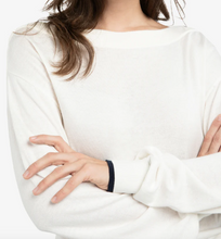 Charger l'image dans la galerie, YAYA Boatneck Sweater Ecru with Dark Edge
