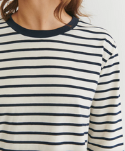 Load image into Gallery viewer, Basic Apparel Raja LS Striped Tee Ivory/Navy
