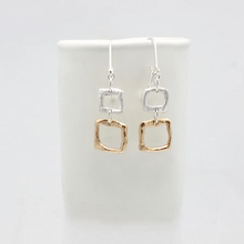Charger l'image dans la galerie, Orange Avocado Contour Silver Bronze Square Earrings
