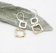 Charger l'image dans la galerie, Orange Avocado Contour Silver Bronze Square Earrings
