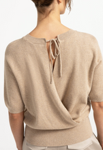 Load image into Gallery viewer, YAYA Short Sleeve Sweater Open Back Beige Melange
