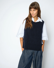 Load image into Gallery viewer, Mos Mosh Thora Tie Knit Vest Salute Navy
