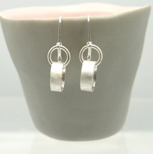 Load image into Gallery viewer, Orange Avocado Ersa Silver Cylinder Earrings
