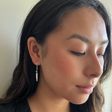 Load image into Gallery viewer, Orange Avocado Halo Silver Bar Earrings
