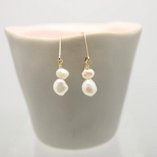 Load image into Gallery viewer, Orange Avocado Duo Baroque Freshwater Pearl Earrings
