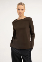 Load image into Gallery viewer, YAYA Long Sleeve Top with Lace Cuff Brown

