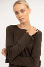 Load image into Gallery viewer, YAYA Long Sleeve Top with Lace Cuff Brown
