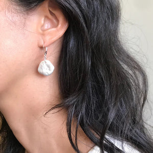 Orange Avocado Silver Molten Earrings