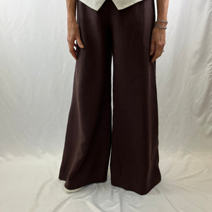 Palazzo Pant Raisin Herringbone Linen