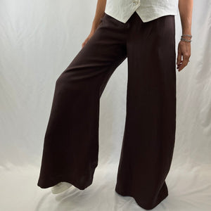 Palazzo Pant Raisin Herringbone Linen