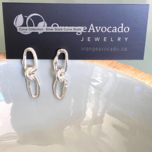 Load image into Gallery viewer, Orange Avocado Silver Stack Curve Studs
