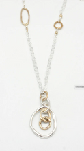 Load image into Gallery viewer, Orange Avocado Entwined Bronze &amp; Silver Pendant Long Necklace

