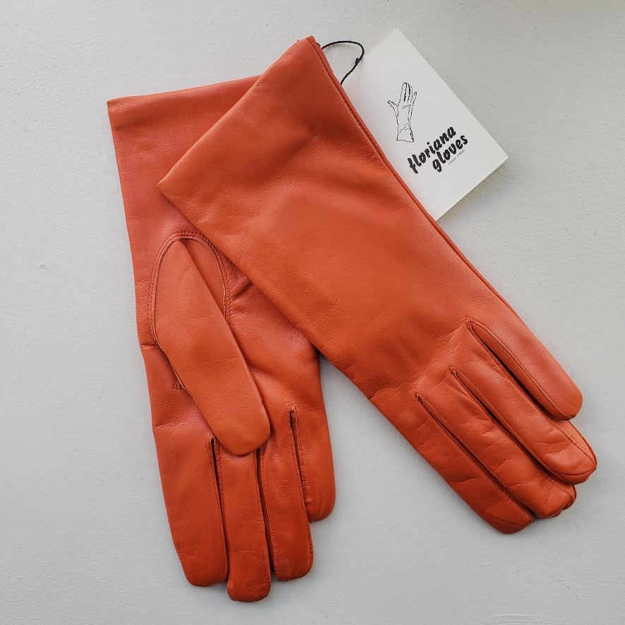 Italian Leather Gloves Orange