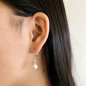 Orange Avocado Hera Silver Wrapped Pearl Earrings