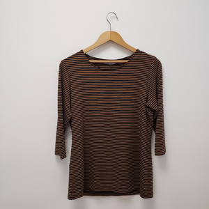 Domi Tee Black and Rust Striped Bamboo Jersey