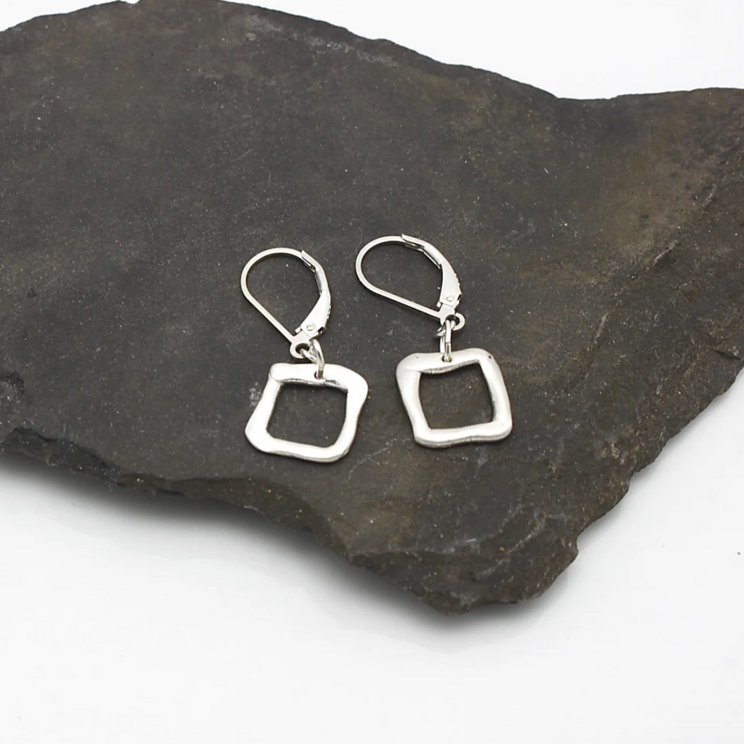 Square silver earrings