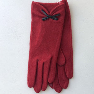 Vincent Pradier Red Gloves with Black Bow